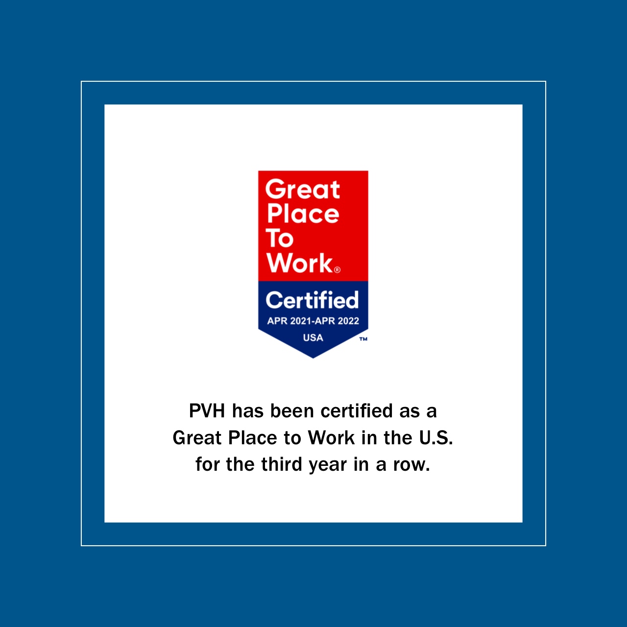 PVH Corp. ReCertified as a Great Place To Work® for Third Year in a Row
